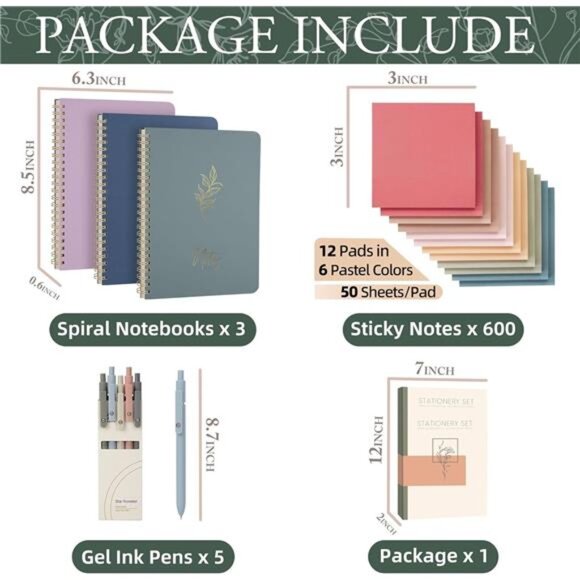 Cute Spiral Notebook Set For Women, Bible Journal Set, 3 Pack A5 Spiral - Picture 3 of 8